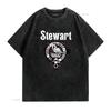 Stewart Clan Scottish Name Coat Of Arms Black Tartan T Shirt Vintage Washed Slightly Breathable Casual Graphic Stylish Vintage
