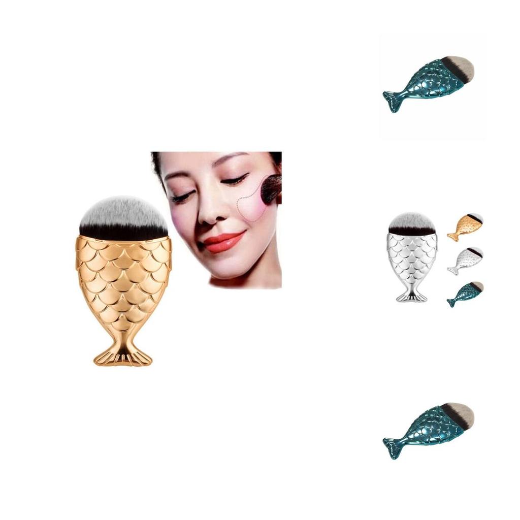 Exquisite Professional Mermaid Makeup Brushes Set With Luxurious Foundation And Powder Brush