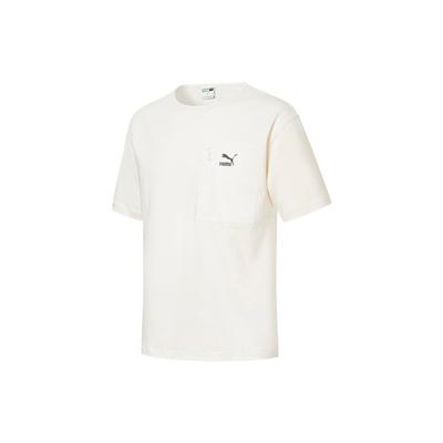 Puma Florid Summer Casual Sports Zip Pocket Short Sleeve T-Shirt Unisex Tops Off-White 534002-92