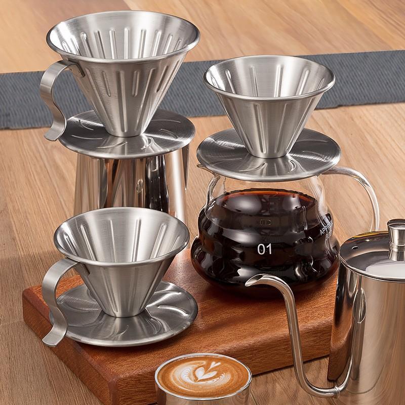 Stainless Steel Pour Over Coffee Dripper Reusable Rustproof Design Perfect For Home Office Coffee Brewing
