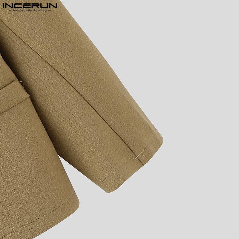 INCERUN Men Stand Neck Long Sleeve Oblique Placket Jackets Coats