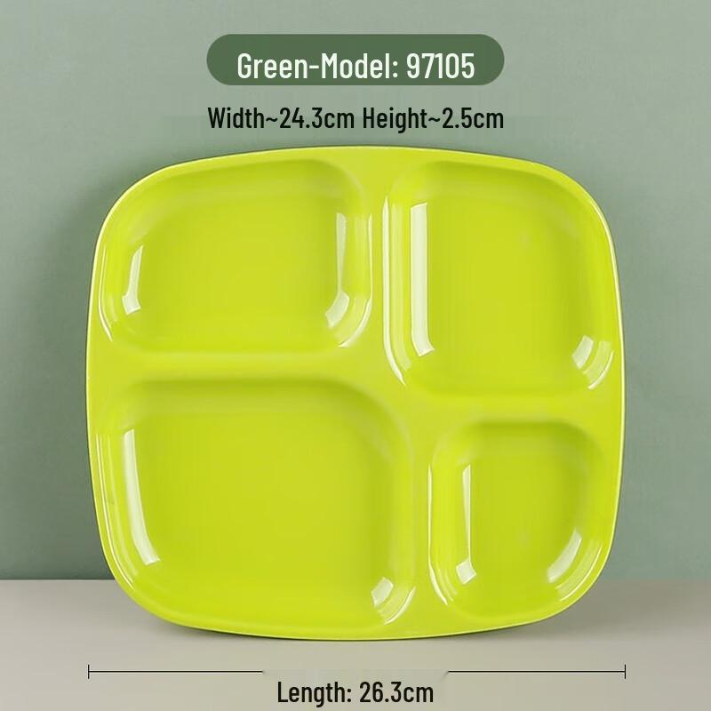 Green Four-Compartment Melamine Canteen Plate