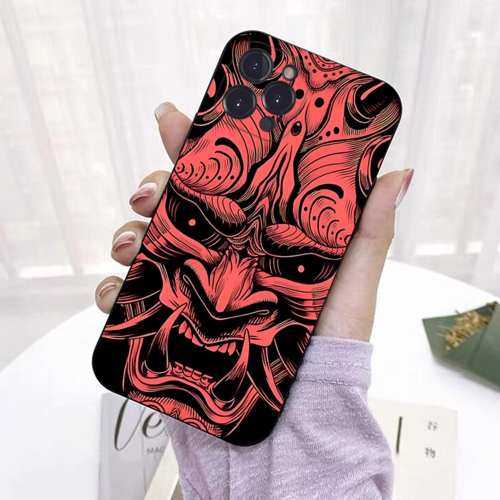 Samurai Oni Mask Phone Case For IPhone 16 15 14 11 12 13 Mini Pro XS Max Cover 6 7 8 Plus X Funda Shell