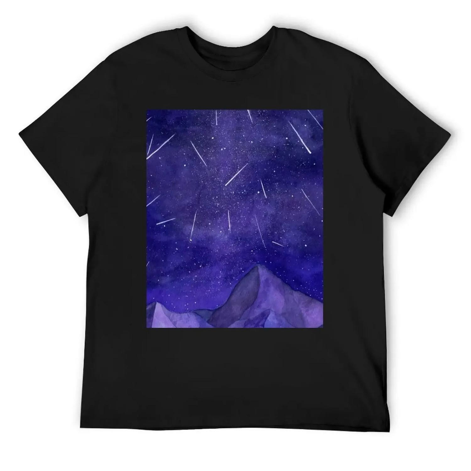 

The Perseids, watercolor meteor shower T-Shirt oversized graphic tee plus size tops funny gifts black t shirts for men XXXXXL чёрный