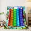 Rainbow Striped Bubble Pattern Blanket bedroom Blanket for Livingroom Couch lunch break Soft throw for Friend's festival Gift