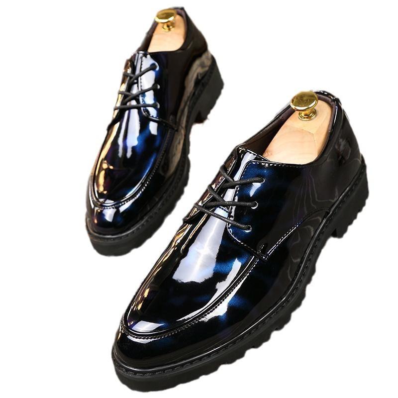 Men's Shoes Spring British Men's Business Leather Shoes Men's Youth Glossy Fashion Trend Casual Shoes Men's