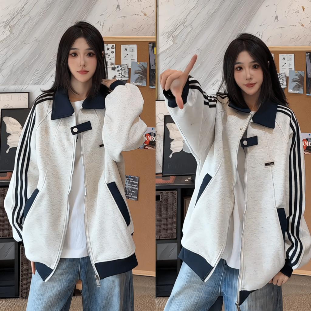 Sweater men's and women's same POLO collar sweater trendy 2025 new American fake two-piece plaid lapel
