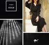 Women's Black Long Sleeve Knitted Wool Dress with Coat, Mid-Length, Over Knee, 2024 Autumn/Winter.