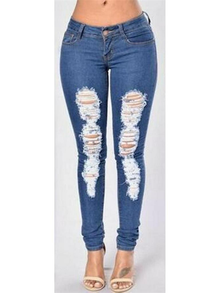 Women's European & American Style Ripped Skinny Jeans