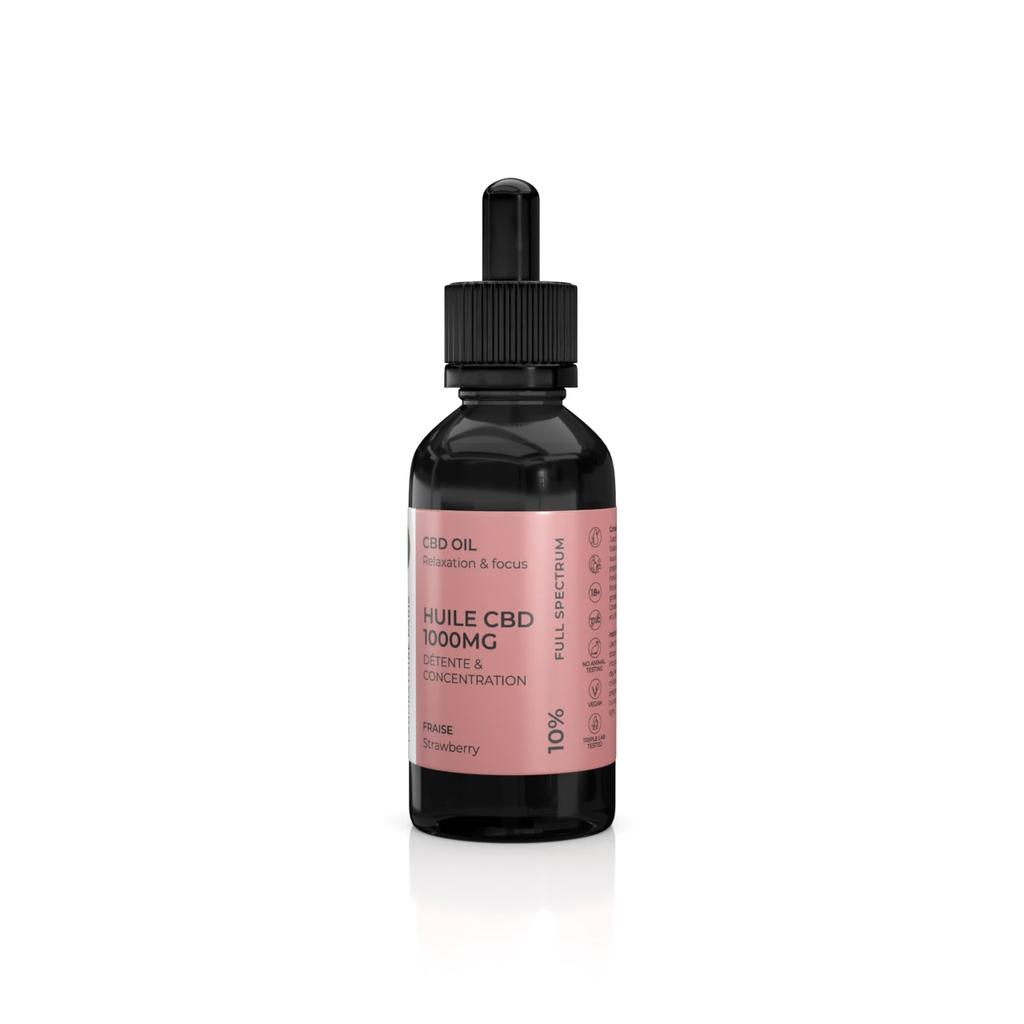 BIOGRINE Масло CBD 1000мг 10%-10мл|Вкус клубники|Формула релаксации, Антистресс, Концентрация|Сублингвальное масло CBD |Хорошее самочувствие|Веган