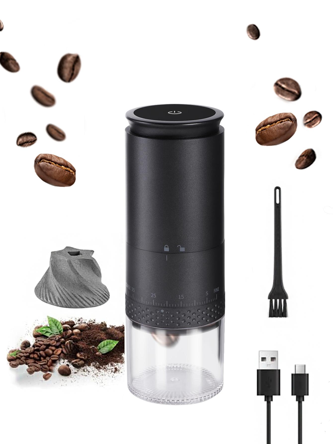 

New 1500mAh Electric Coffee Grinder Externally Adjustable Type-C Charging Coffee Burr Grinder Bean Grinding Machine Coffee Maker чёрный