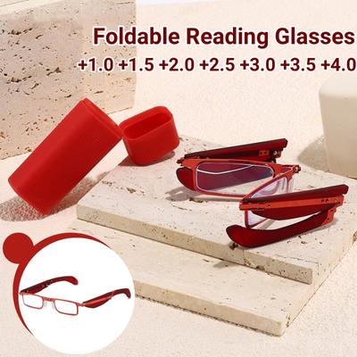Compact Flip Box Folding Reading Glasses With Box High-End Metal Presbyopia Glasses Ultra Light Unisex Men Women Eyeglasses
