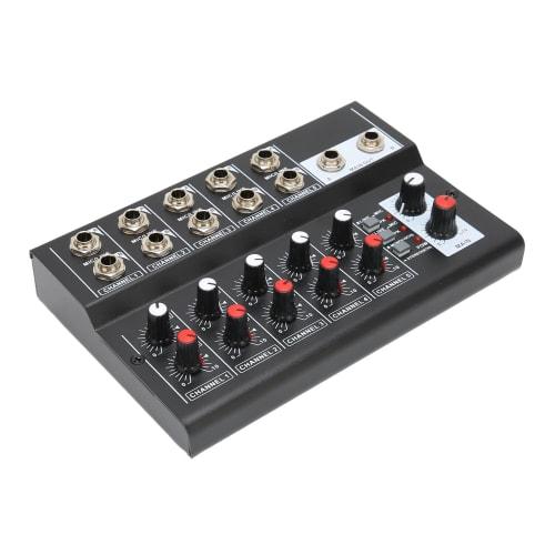 10-Channel Stereo Mixer, 60Hz Black, with Two Master Volume Knobs, for Keyboards, for Clubs and Bars, US Plug
