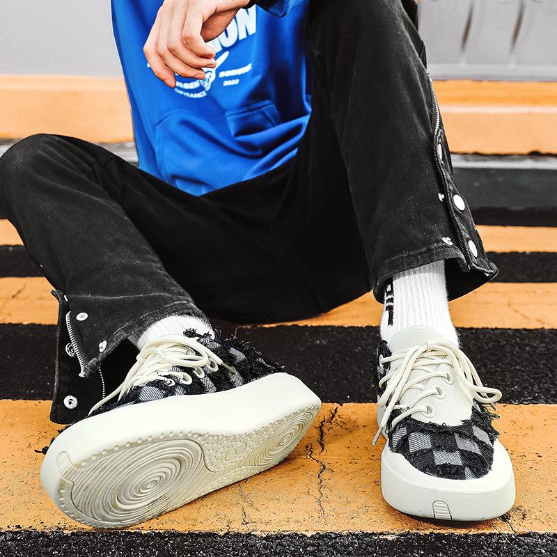 Men Shoes High Quality Vulcanized Ragged Canvas New Product Retro Thick Sole Men's Shoe Sneakers Canvas Student Board