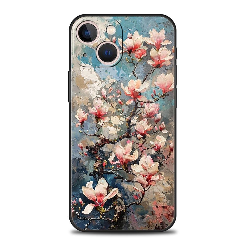 Claude Monet Jardin Peinture Art Étui de Téléphone Pour iPhone 17 16 15 Pro Max 11 12 13 14 7 8 Plus SE 2020 X XR XS Coque Souple Noir