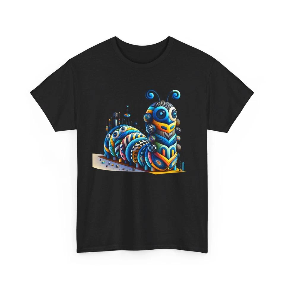 

Unisex Adult T Shirt Caterpillar Geometric Multicolored Surreal Insect Tee Retro M