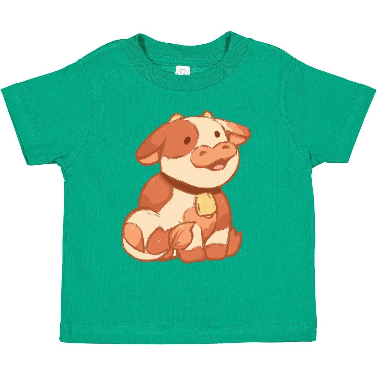 Inktastic Cute Cow Toddler kids boys T-Shirt Happy Cows Calf Cattle Bull Holstein Guernsey 140