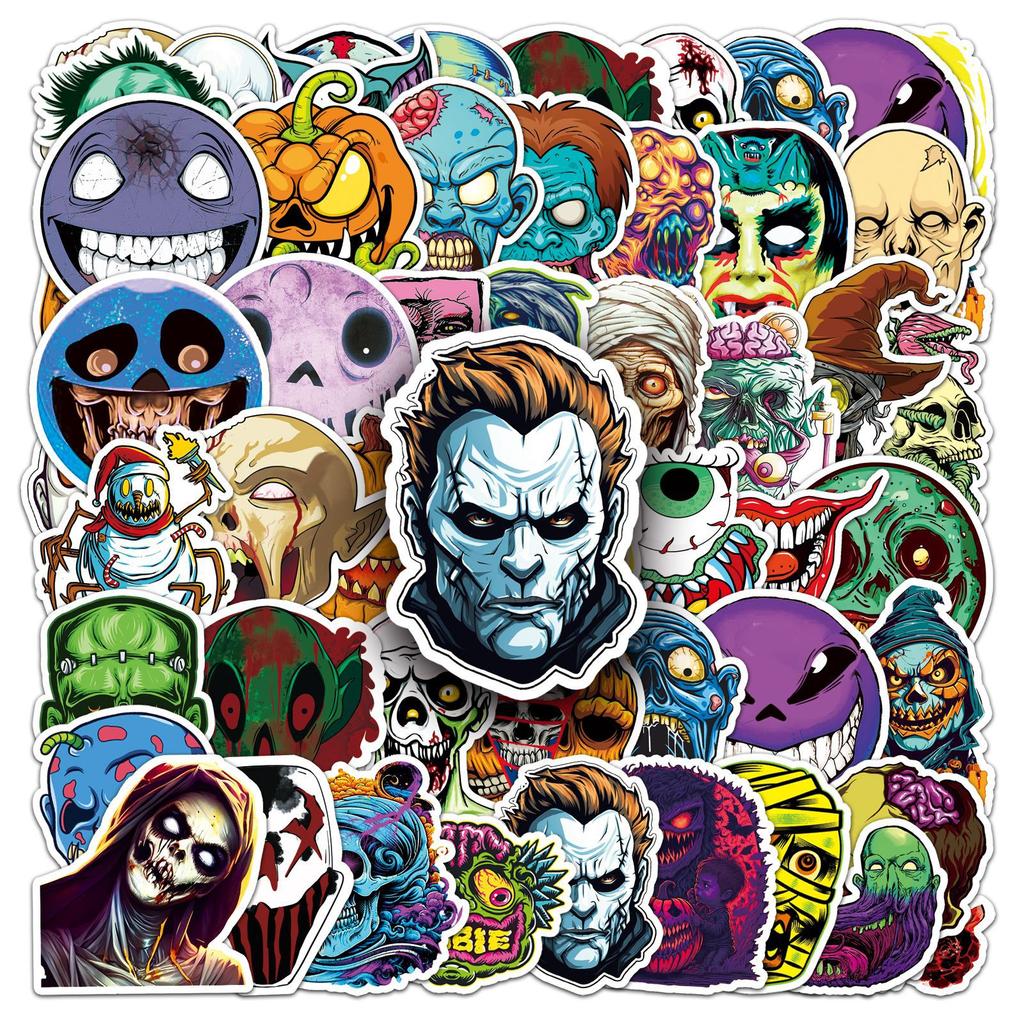 50 Pictures of Horror Grimace Personality Trend Halloween Skull Decorative Skateboard Water Cup Suitcase Stickers