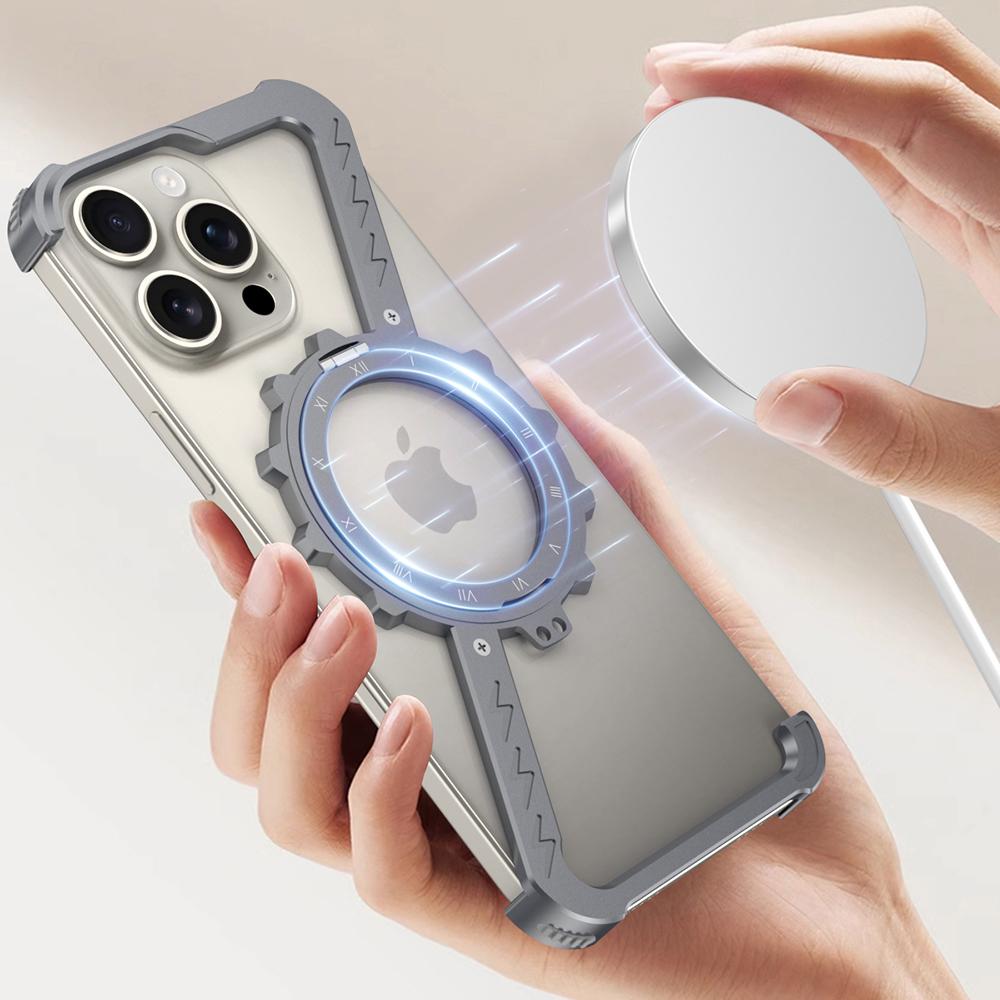 For iPhone 16e/15/14/14 Pro/13 Pro/13 Kickstand Case Compatible with MagSafe Z Shape Bumper Phone Cover