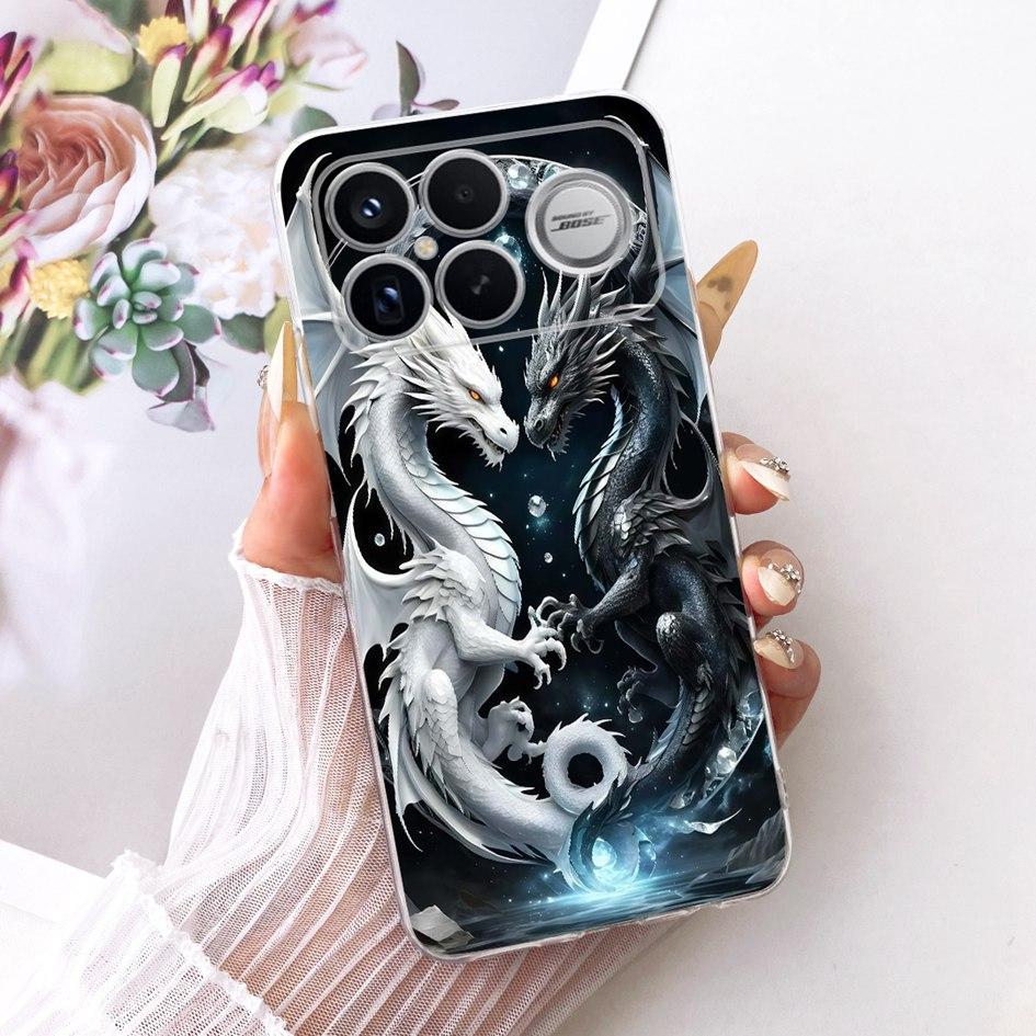 For Xiaomi POCO F8 Ultra Case Luxury Dragon Cartoon Transparent TPU Protection Cover For Poco F8 Pro Ultra PocoF8 Pro Soft Funda