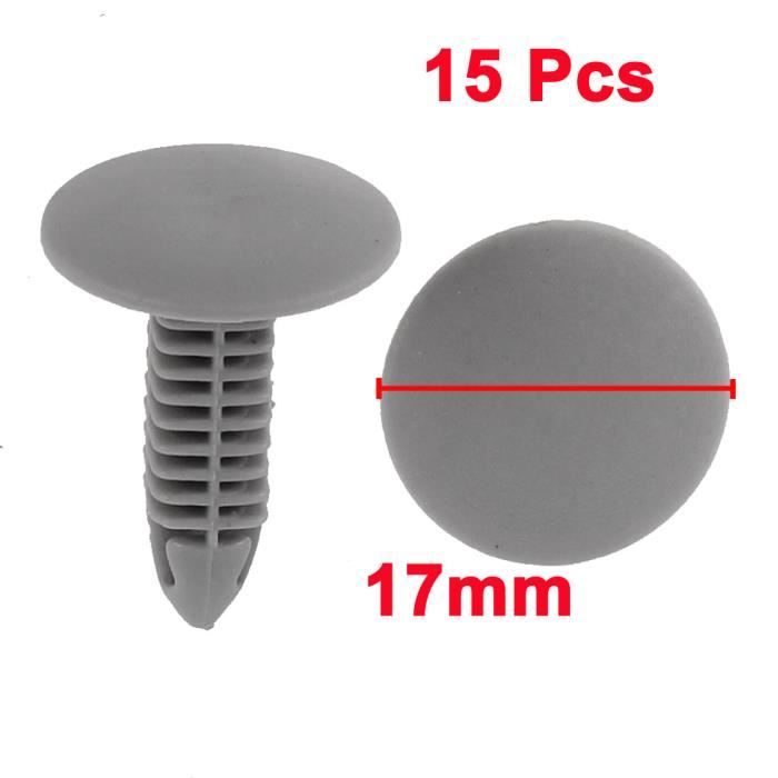 RIVET Rivet Plastique Porte Fermeture boucle Garniture Clip Gris Trou de 6mm x 6.5mm 15Pcs