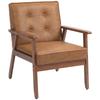 Retro-Style Accent Chair, with Faux Leather Seat - Brown