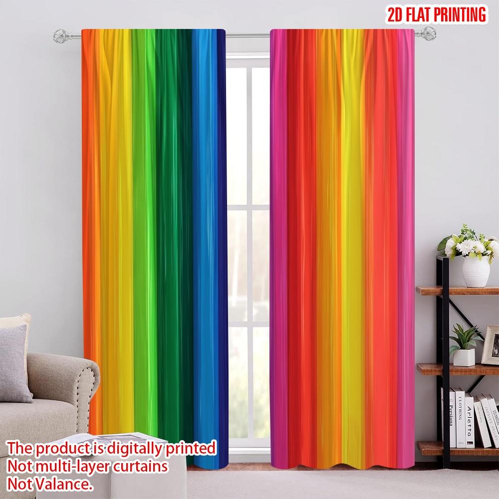 

2pcs Window Curtains Rainbow Pride Versatile 100% Polyester,Without Electricity summer party decorations Use for Indoor 52.50 × 116.00 cm 2 pcs
