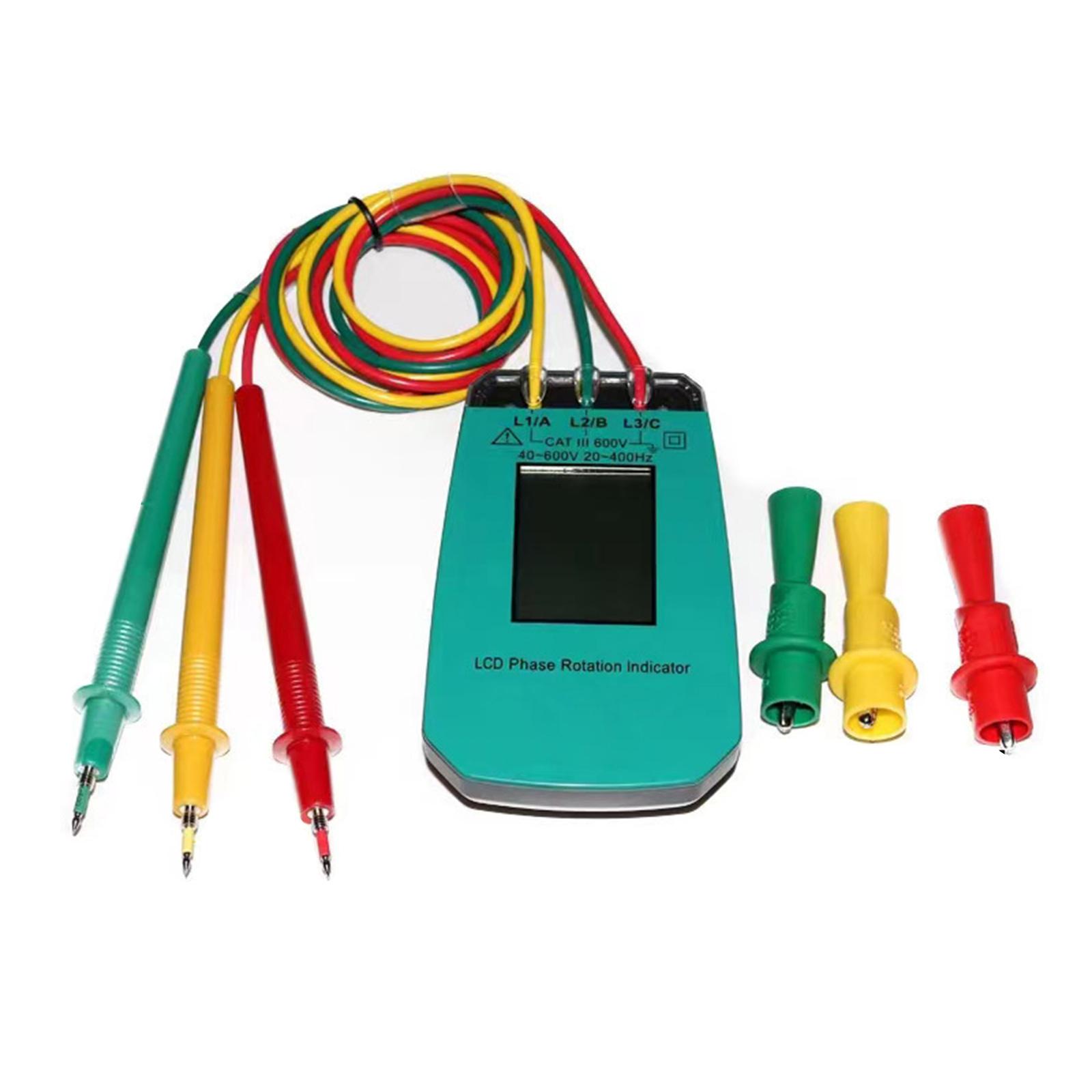 

3Phase Rotation Indicator 3Phase Sequence Rotation Tester LED Indicator Detector Checker Meter Carrying Bag Phase Meter
