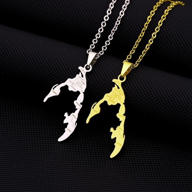Patriotic Necklace Fashionable Tamil Eelam Pendant Neck Chain Trendy Stainless Steel Collarbone Chain Ethnic Style