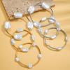 3pcs Set Temperament Luxury Irregular ABS Imitation Pearl Elastic Bracelets for Women Fold Wear Multi-piece Bangles Jewelry Sets