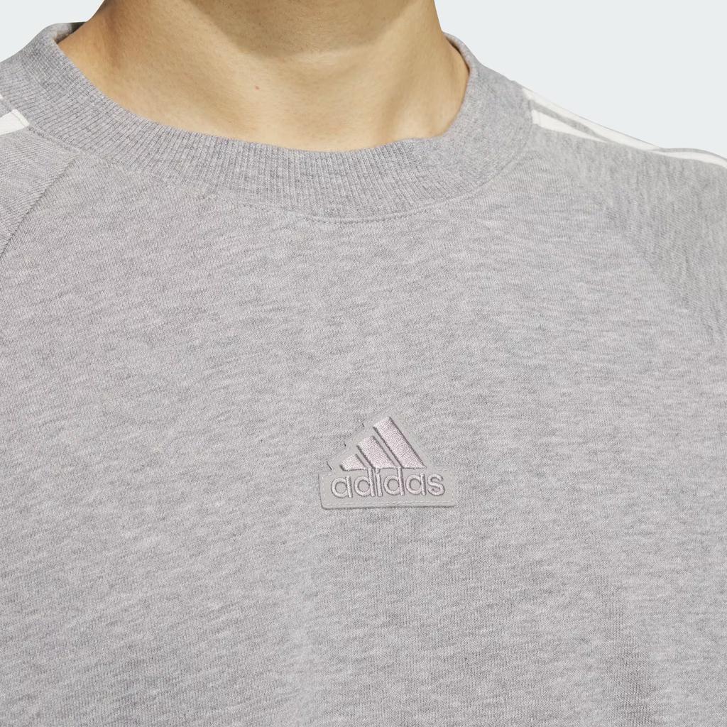 Adidas 3 Stripes CREW SWEATSHIRT Unisex Medium Heather Gray JI6642