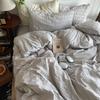 Seersucker Cloud Cotton 4Pcs Set Solid Color Bed Sheet Mattress Quilt Cover 3Pcs Set
