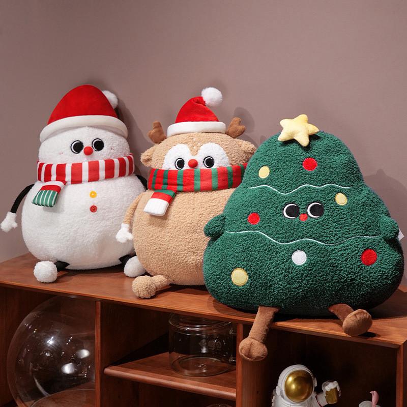 Christmas Santa Plush Cushion With Embroidered Cartoon Design For Living Room Decor