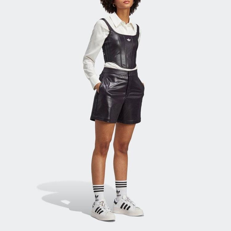 Adidas Originals Solid Color Logo Casual Regular Shorts Women Bottoms Black IQ3408