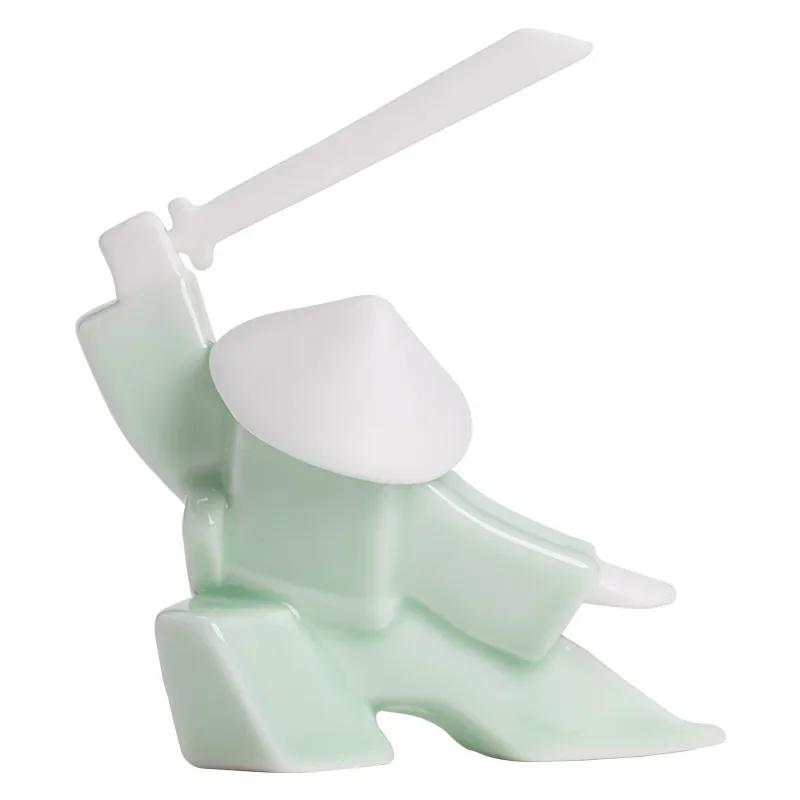 Creative New Chinese Ceramic Warrior Knight Desktop Small Ornaments Joss-Stick Incense Stick Holder Ornament Tea Pets