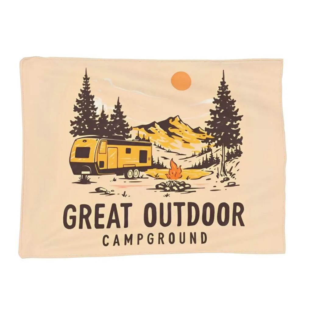 Camping Lake Graphic Blanket Flannel Throw for Home Sofa Bedspread xcm