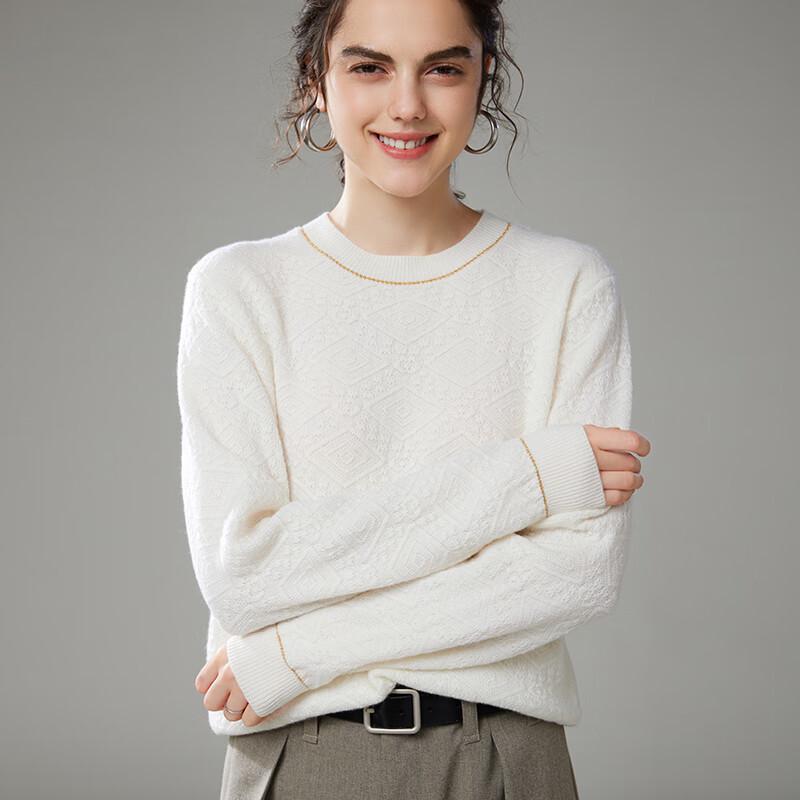 Vanzhen Women's Round Neck Cashmere Blend Pullover Sweater