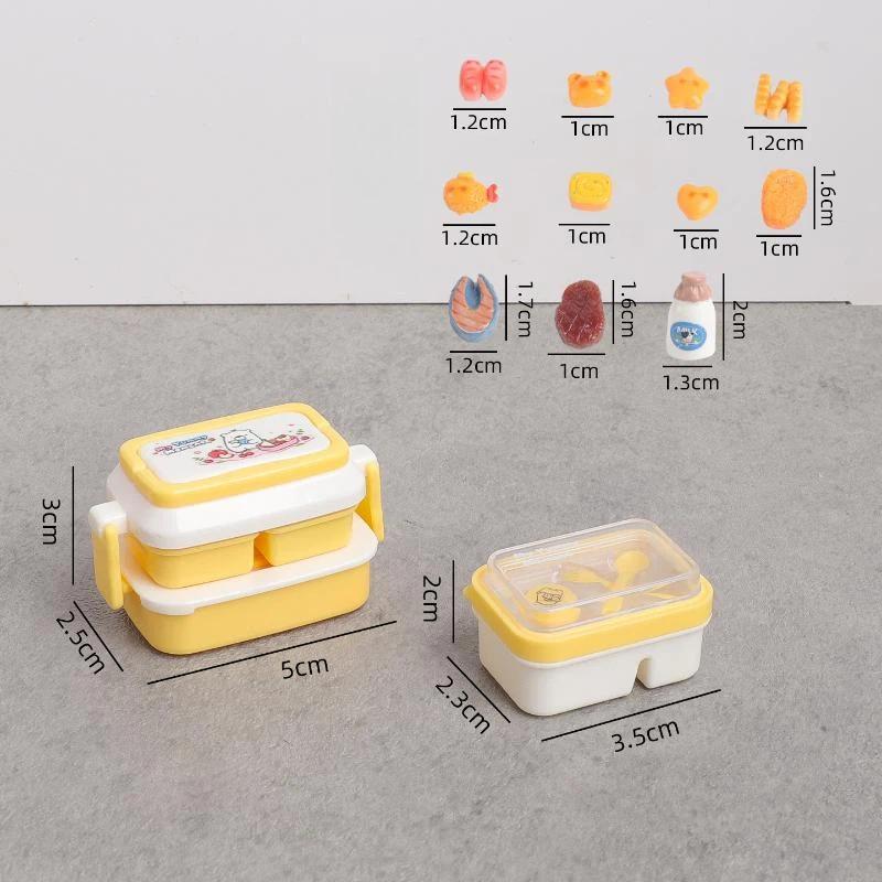 Dollhouse Simulation Mini Lunch Storage Box 1 Set Cartoon Kitchen Tableware for Kids Pretend Play Game Props