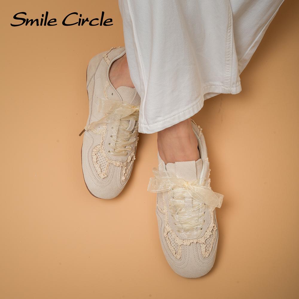 Genuine Leather Women Casual Shoes Round Toe Lace Up Trainers Fashion Comfortble Sneakers