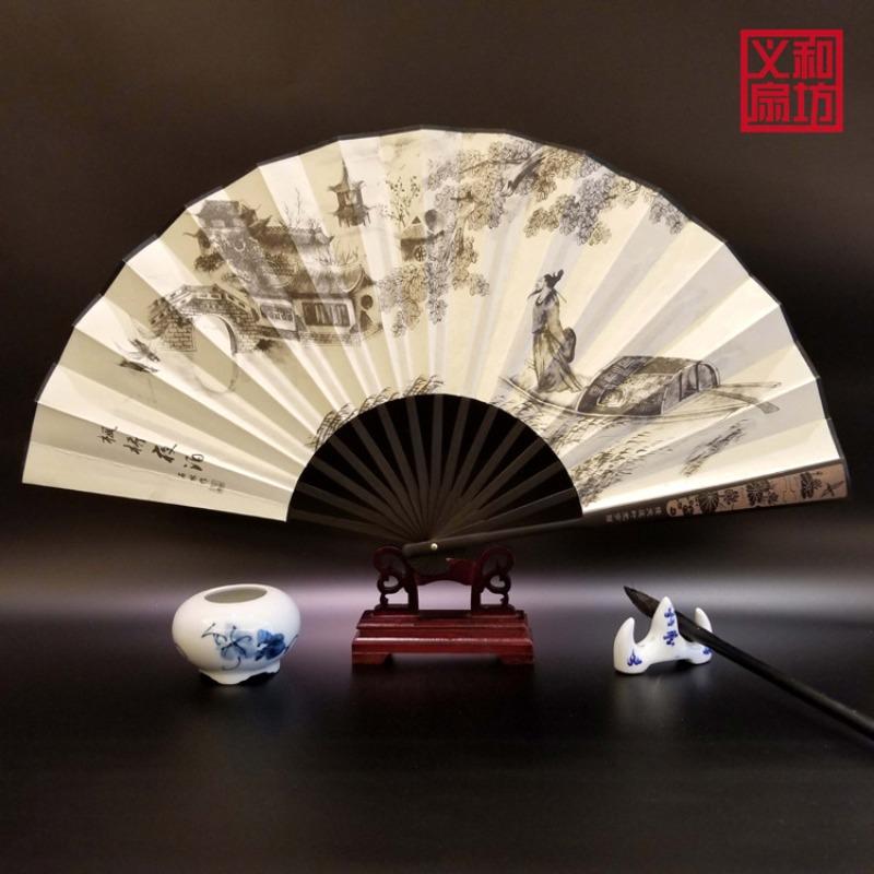 10inch Chinese Style Silk Fan Folding Fan Wedding Fan Art Gifts Dance Hand Vintage Bamboo Folding Home Decorative