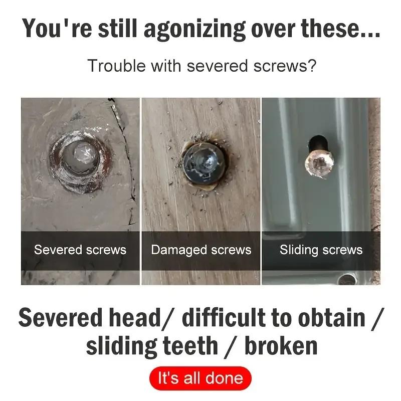 Damaged Screw Extractor Broken Bolt Stripped Set Double Head Tool Easy Out Removal Disassemble Stud Slip Teeth Demolish Remover