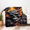 "Flaming Devil Skull with Roses Wall Art Print"Blanket Flannel Throw Blanket for Sofa, Bed, Travel, Camping, Office, Couch, Chair, And Bed G