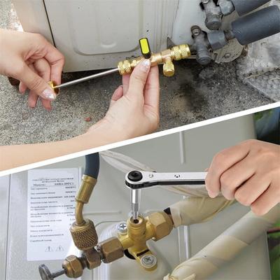 Nástroj pro vyjmutí ventilku a sada servisních klíčů HVAC s adaptérem pro šestihranný bit a 10 ks ventilků