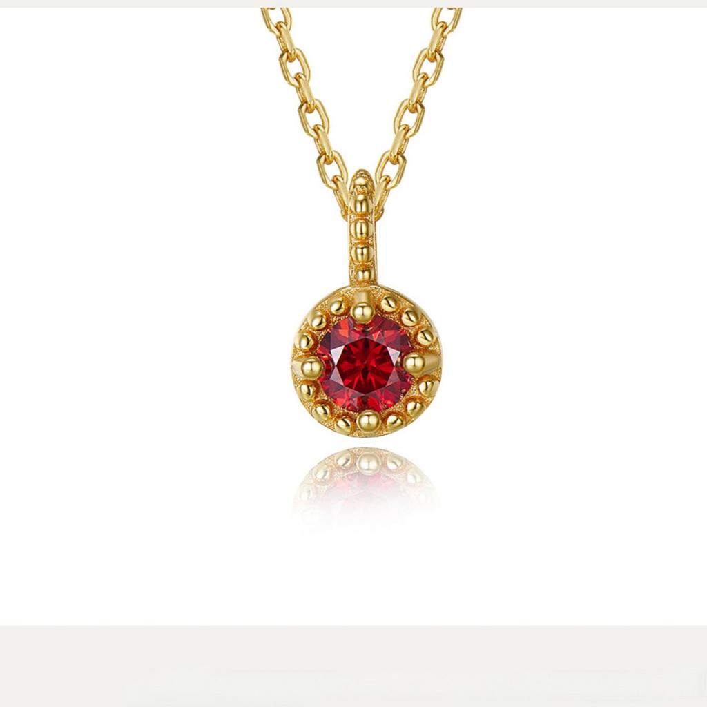 Vintage Náhrdelník s príveskom Červená ruža a zirkón - Striebro S925, Pozlátený 18K zlatom, Jednoduchý diamant, Všestranný ženský temperament