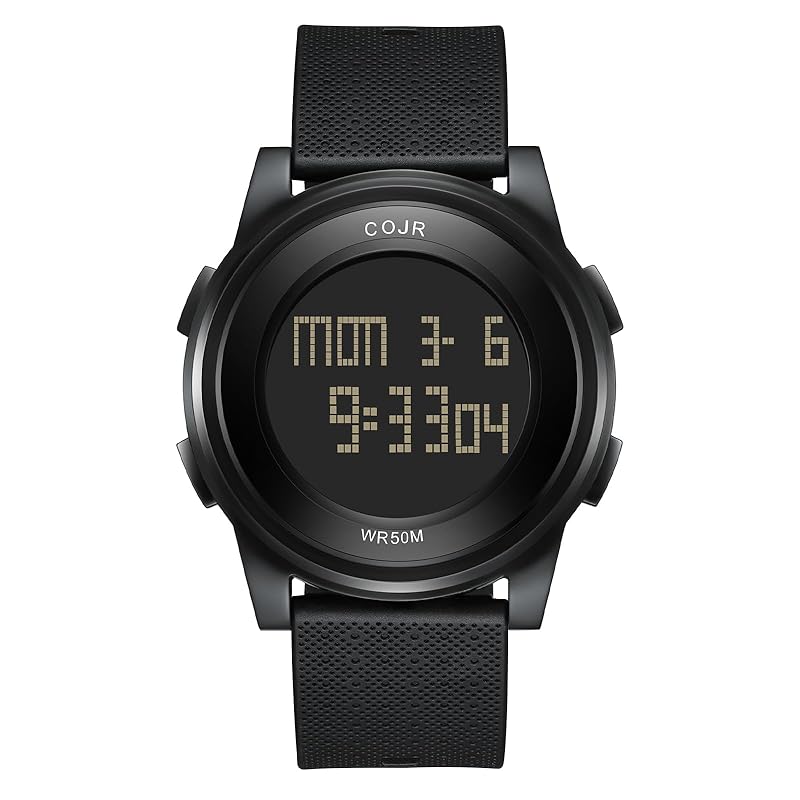 

[COJR] часы цифровые беговые часы ультратонкие часы 5ATM водонепроницаемые с многофункциональными мужскими спортивными часами с датой, днем недели, будильником, секундомером со светодиодной подсветкой