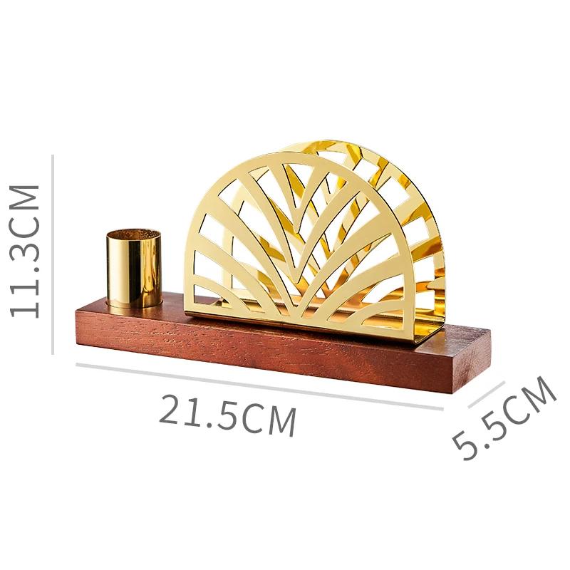 Stainless Steel Tissue Holder Toothpick Tube Gold-plated Napkin Storage Walnut Metal Napkin Rack Tableware Display Rack Gift