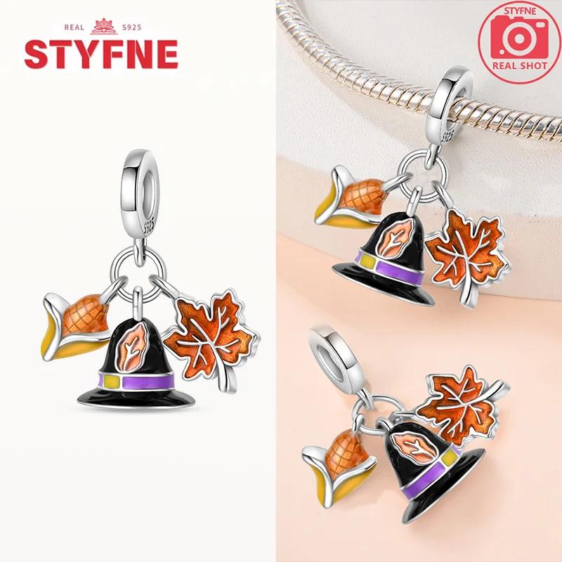 New Charm Copperorange Harvest Charms Pumpkin Heart Beads For Diy Original Bracelet For Women Fine Jewelry Making Gift