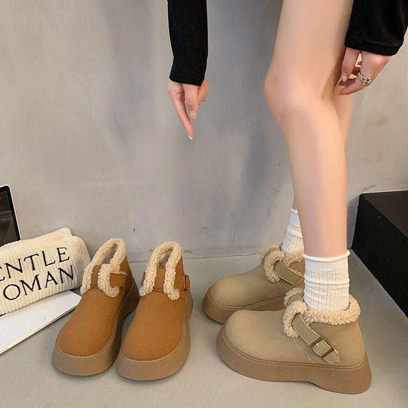 Women's Soft Sole Winter Warm Fur One Snow Boots Padded Lined Ankle Boots Anti-slip Hiking Casual Sports Cotton Boots