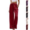 Women’s Satin Wide Leg Pants High Waist Loose Fit Drawstring Trousers with Pockets Comfortable Lounge Wear