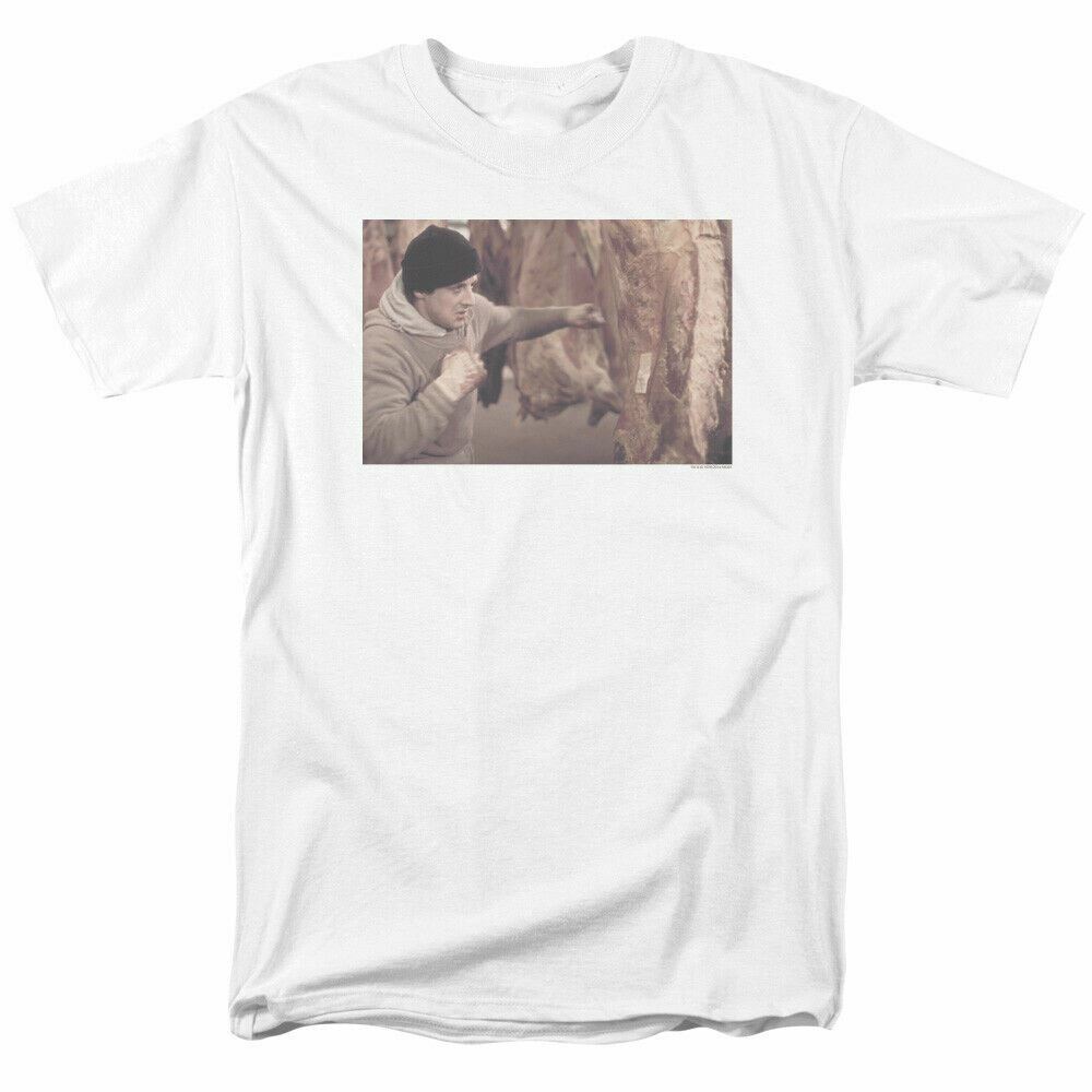 Rocky Meat Locker T Shirt Mens Licensed Boxing Movie Tee Rocky Balboa White S